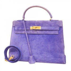 Hermes Hermès Kelly 32 Dobris Handbag, Purple, with 〇Y Stamp, Women's